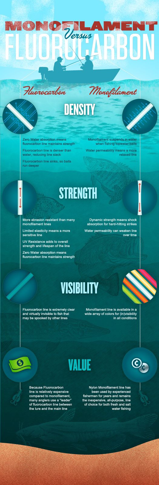 Monofilament vs Fluorocarbon Fishing Line (Infographic)