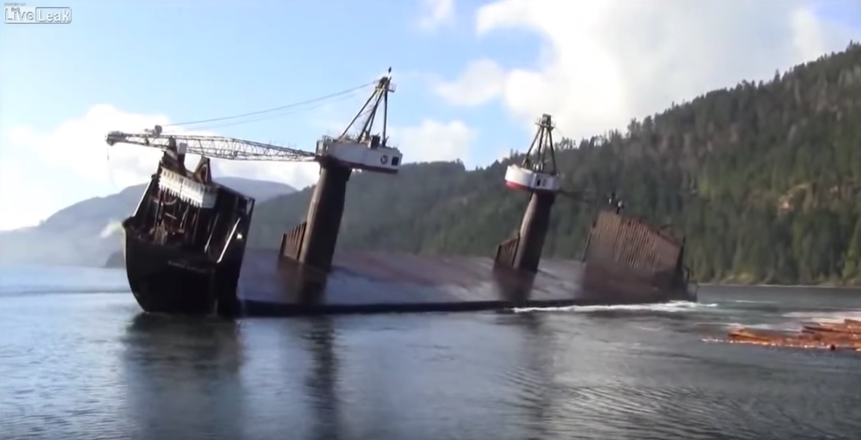 Wait til' You See This Unbelievable Logging Ship Dump Its Load!