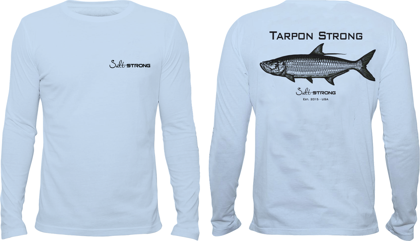 White Long Sleeve Microfiber UPF Poon Slayer Tarpon Fishing Shirt 