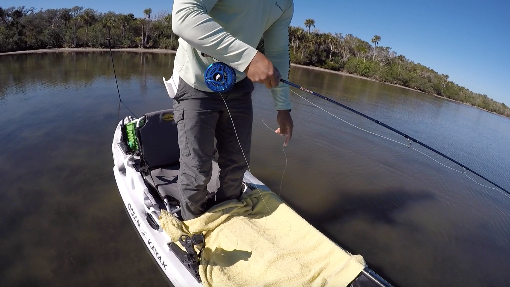 fly fishing from a kayak