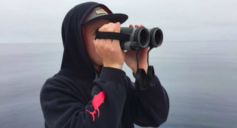 using binoculars to find yellowfin tuna