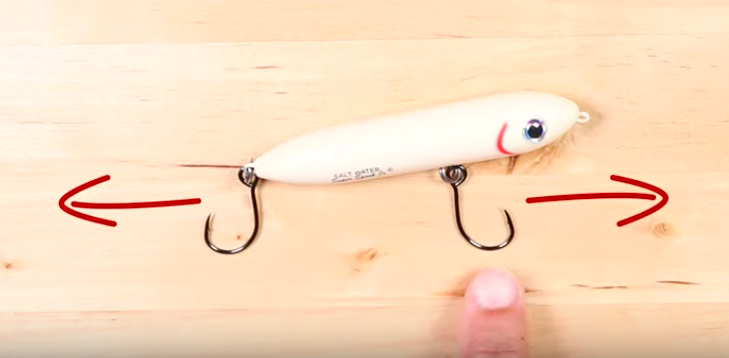 inline hooks on topwater lure