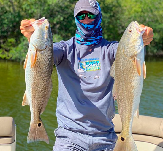 redfish from a pontoon boat