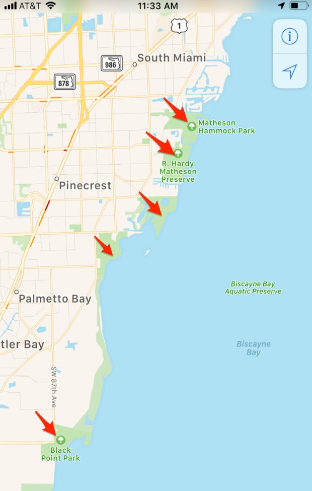 biscayne bay kayak launch sites map