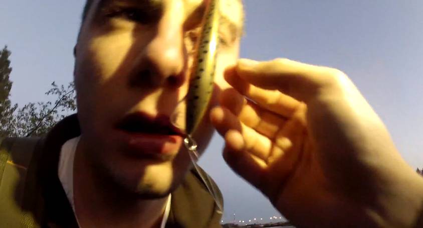 fish hook in the eye