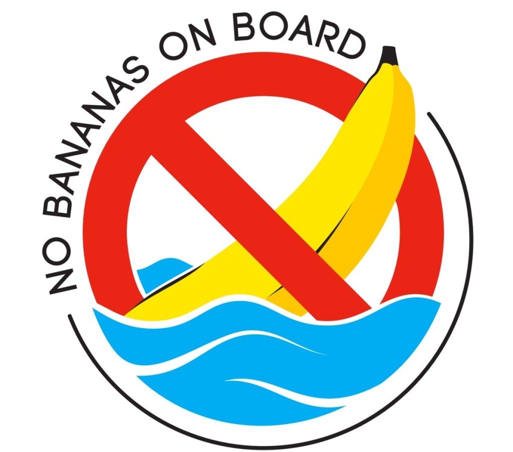 No Bananas On Board Decal Sticker - Funny Fishing Boat, Bar, Fridge, Man Cave Shed