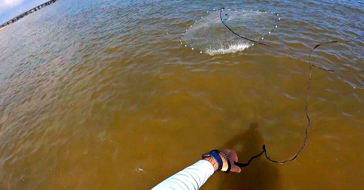 This Is How To Catch Spooky Bait When Kayak Fishing Using A Cast Net